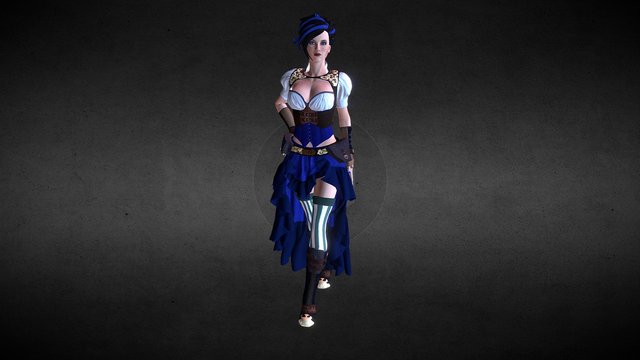 Steampunk woman 3D Model