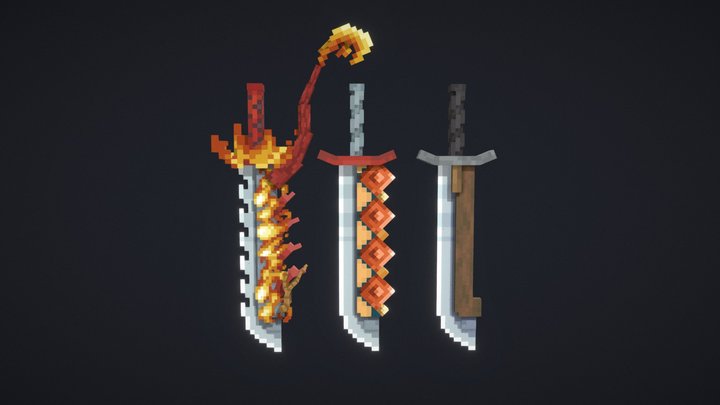 Fire swords 3D Model