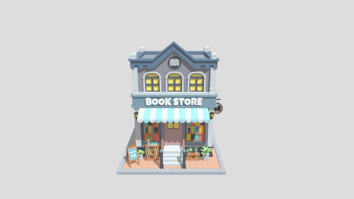 cartoon Bookstore 01 3D Model