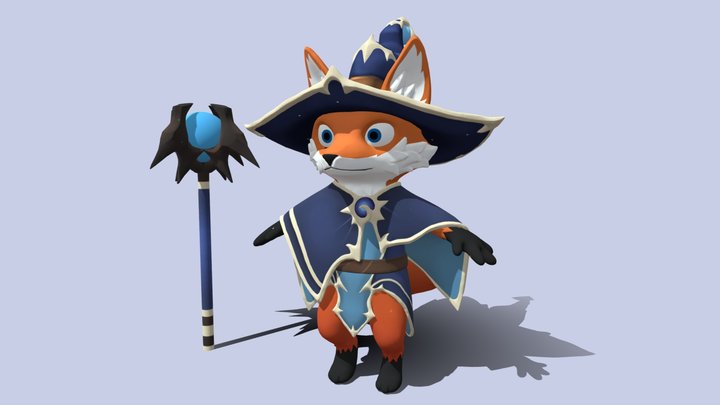 Fox Mage Character 3D Model