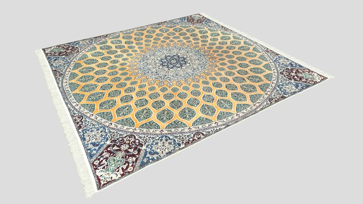 Signed Persian Nain Square Carpet – Free 3D Model STL