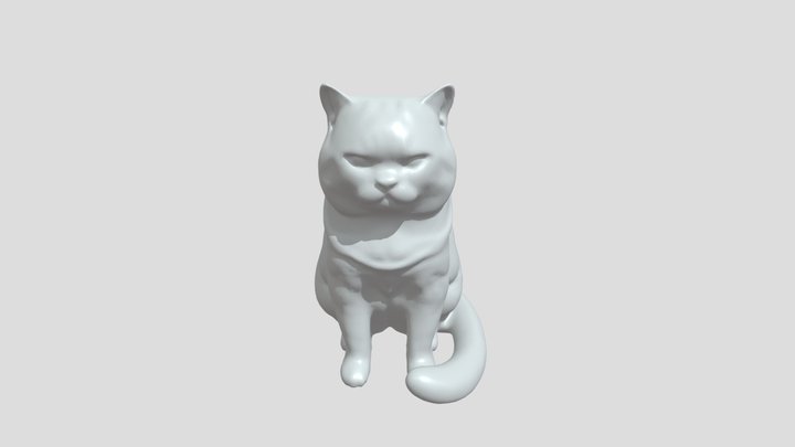 A seated cat sculpture 3D Model