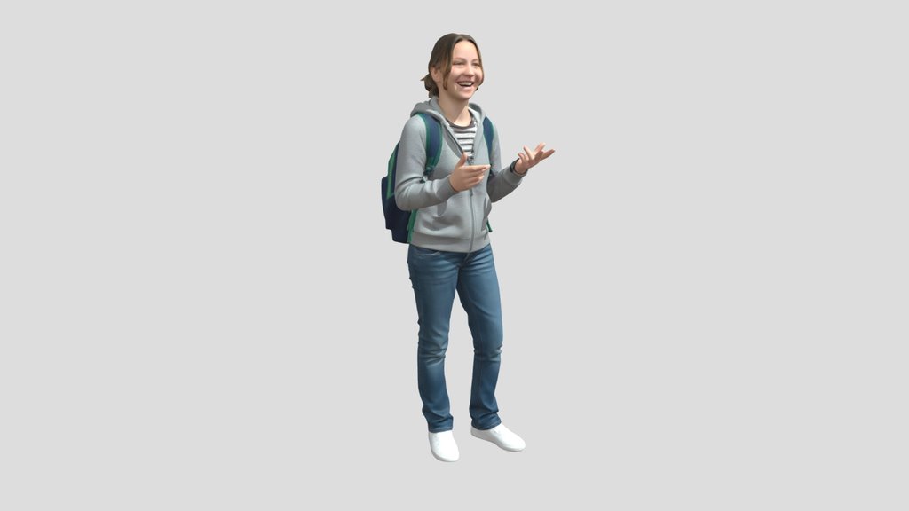Cheerful Student with Backpack