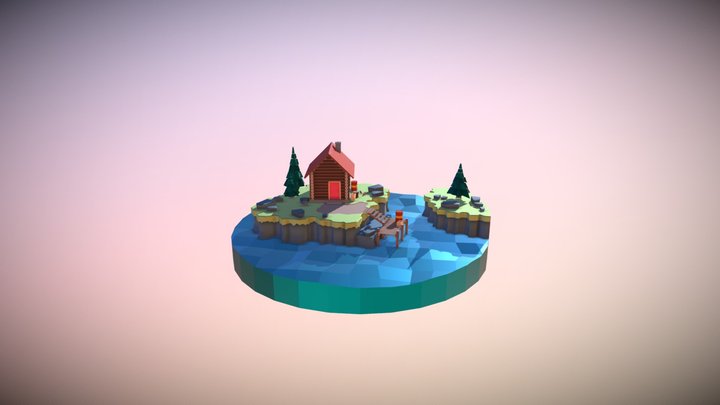 Lake Cabin Diorama 3D Model