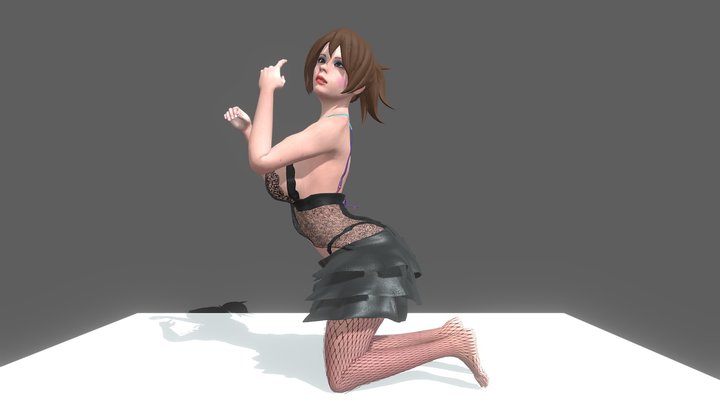cute girl pose 3D Model