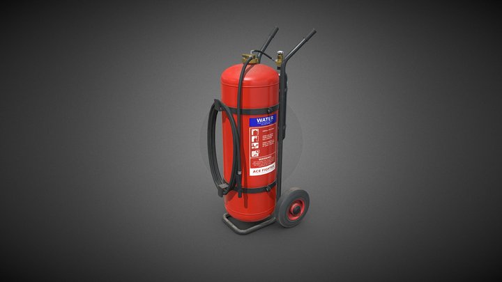 Wheeled Fire Extinguisher 3D Model