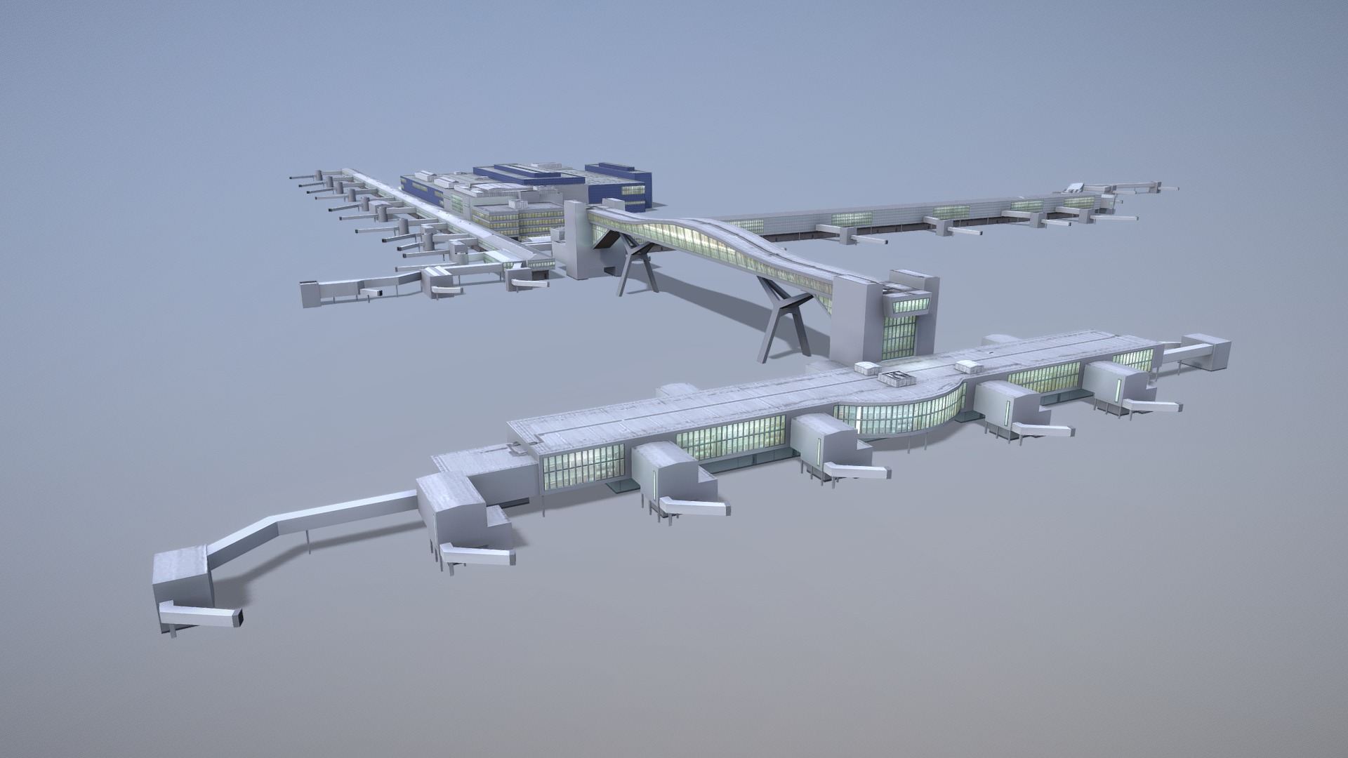 3D model Terminal EGKK_North_Terminal Gatwick Airport - This is a 3D model of the Terminal EGKK_North_Terminal Gatwick Airport. The 3D model is about a model of a space ship.