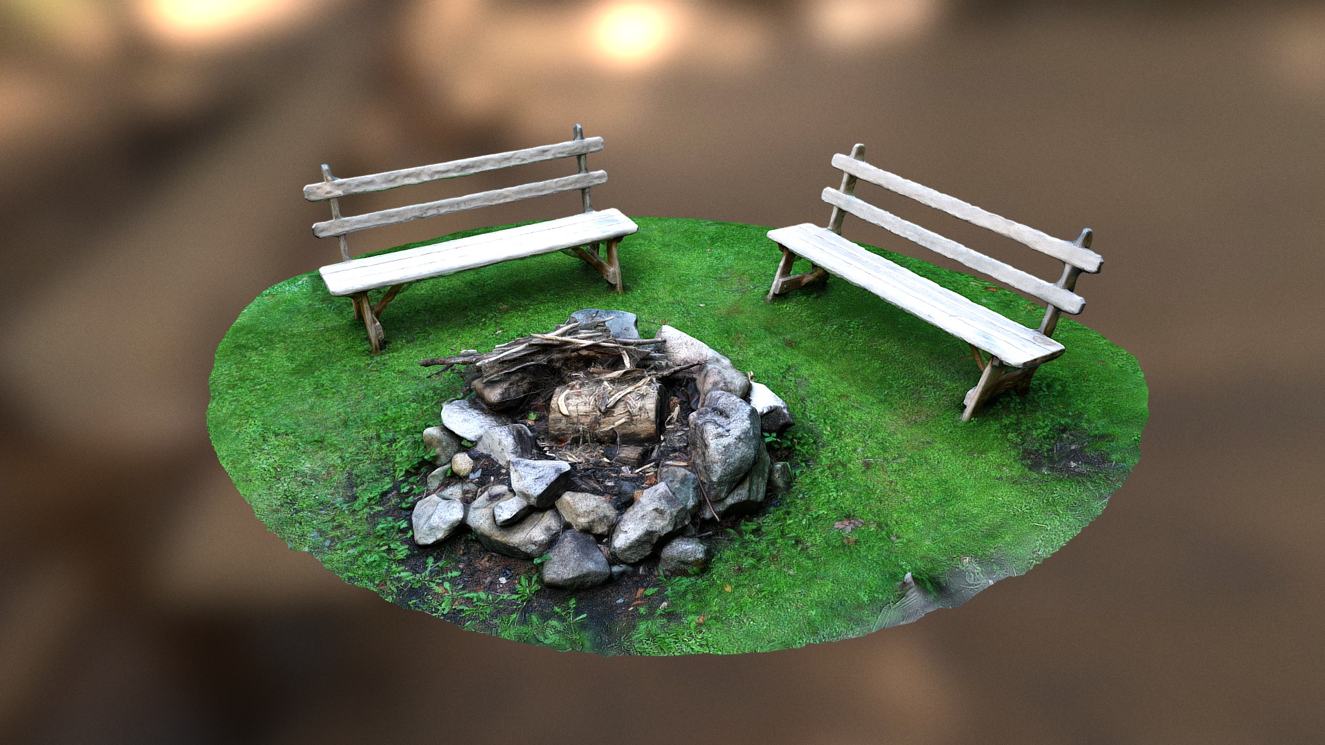 Fireplace and benches - 3D model by noxfcna [34b3b7b] - Sketchfab