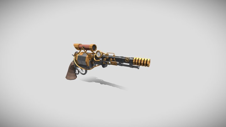 Steam Punk Revolver 3D Model