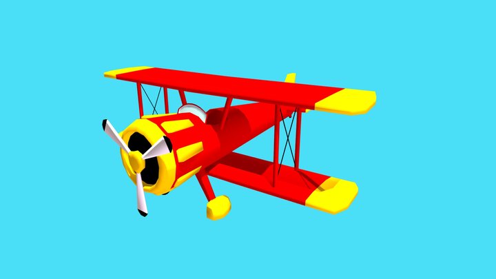 Toon Biplane 3D Model