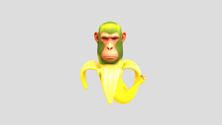 Italian Brainrot Chimpanzini Banani Head 3D Model