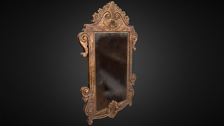 Victorian Worn Wall Mirror 3D Model