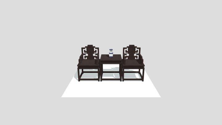 Chinese traditional table and chair 3D Model