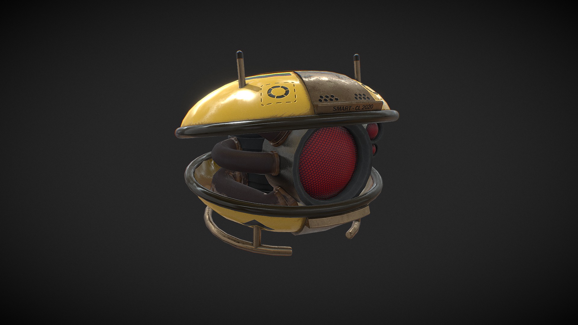 3D model Futuristic Drone - This is a 3D model of the Futuristic Drone. The 3D model is about a yellow and black robot.
