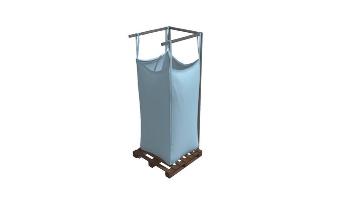 Bulk waste container bag on frame and pallet 3D Model
