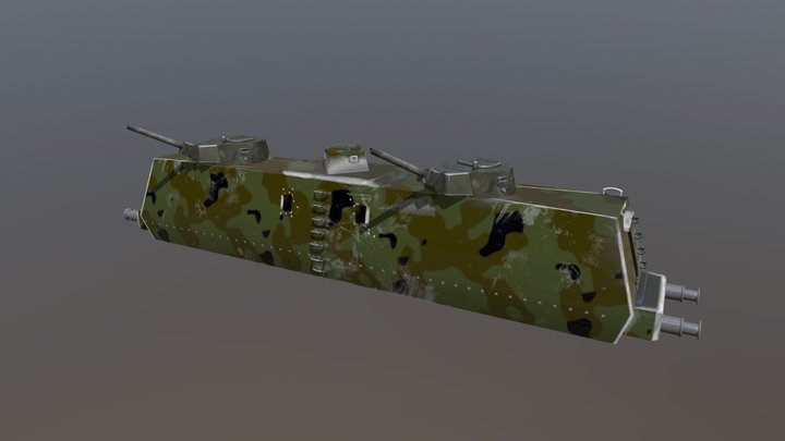 Artillery Railroad car(Railway Raid) 3D Model