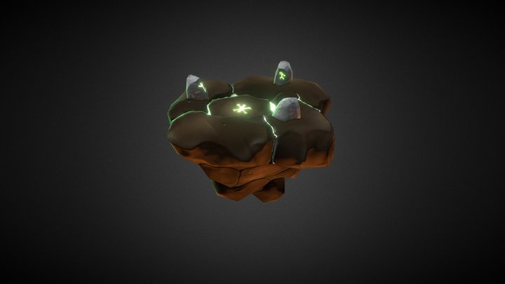 flying rock - celtic runes 3D Model
