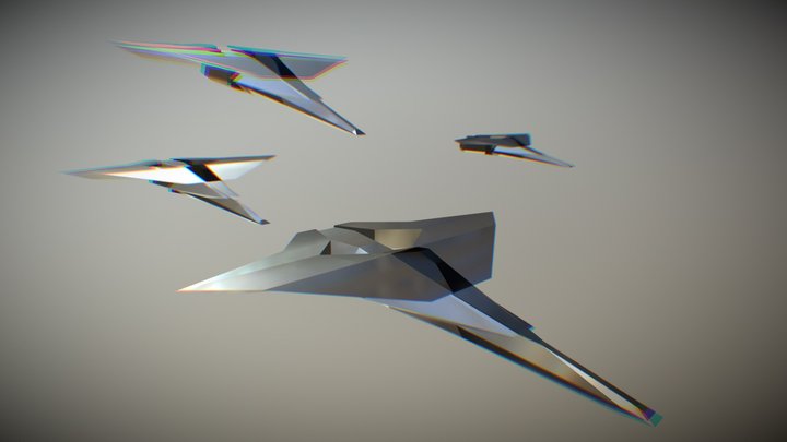 low poly Futuristic Aircraft 3D Model