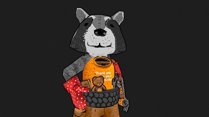 Alfred - a scrappy raccoon 3D Model