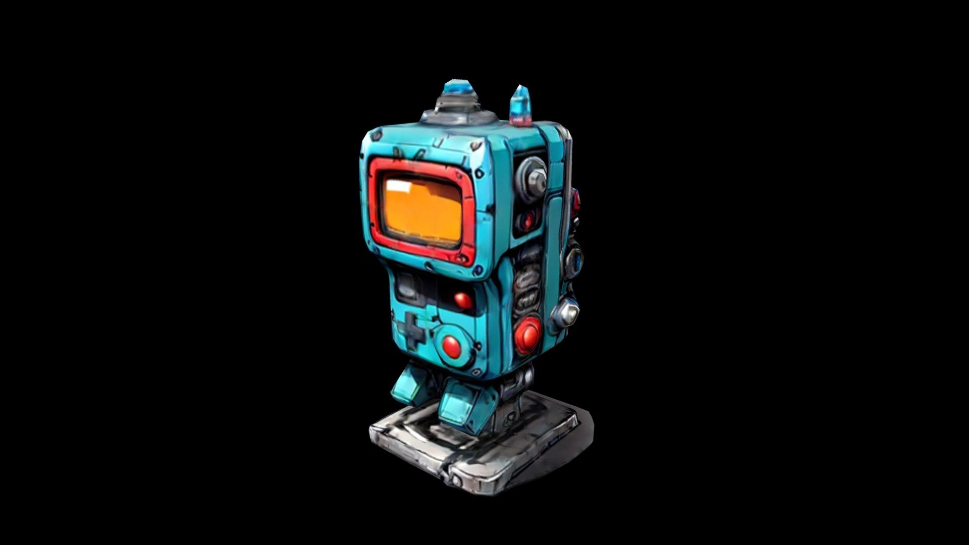 [Science fiction robot in blue with orange scree - Download Free 3D ...