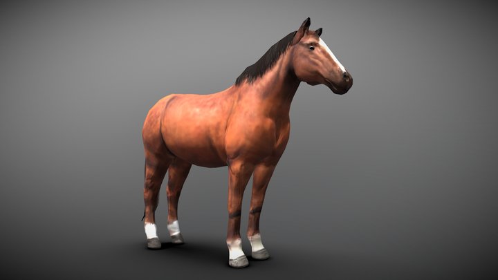 Horse textured (low poly) 3D Model
