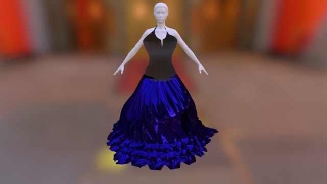 Blue and Black Frock 3D Model