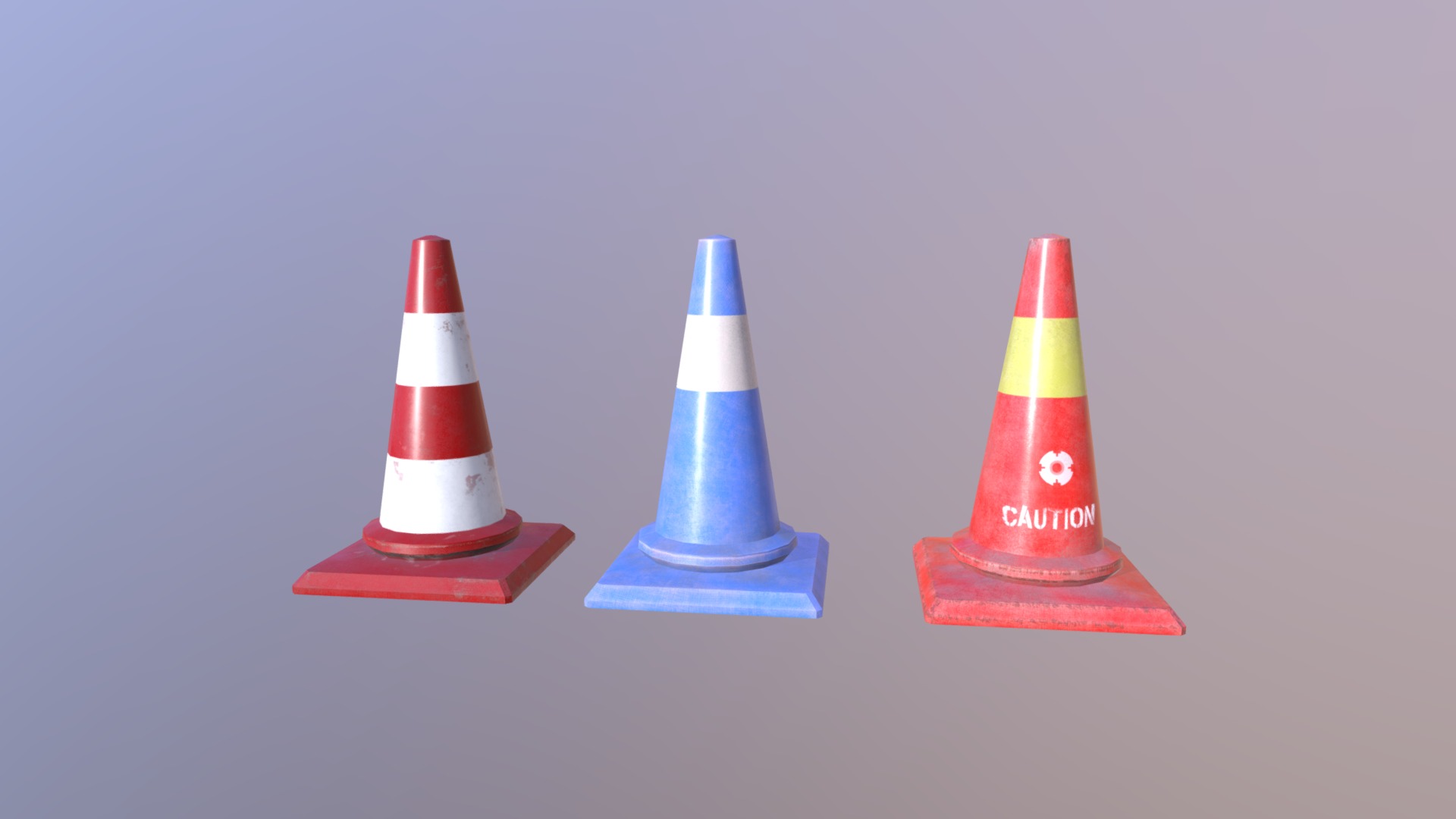 3D model Traffic cones - This is a 3D model of the Traffic cones. The 3D model is about a group of cones.