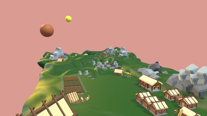 Little Village Scene 3D Model