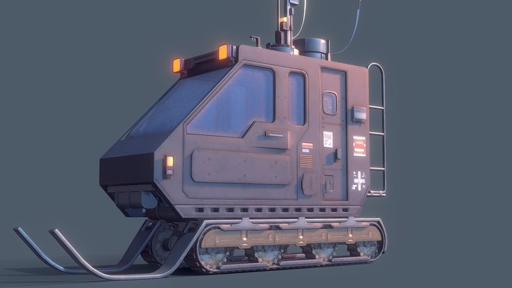 SnowCat Futuristic Vehicle (Animated) 3D Model