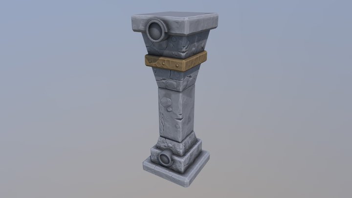 Stylized Dungeon Pillar - With Accents 3D Model