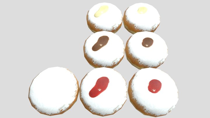 Sufgania (Hanukkah jelly doughnut) - Low Poly 3D Model