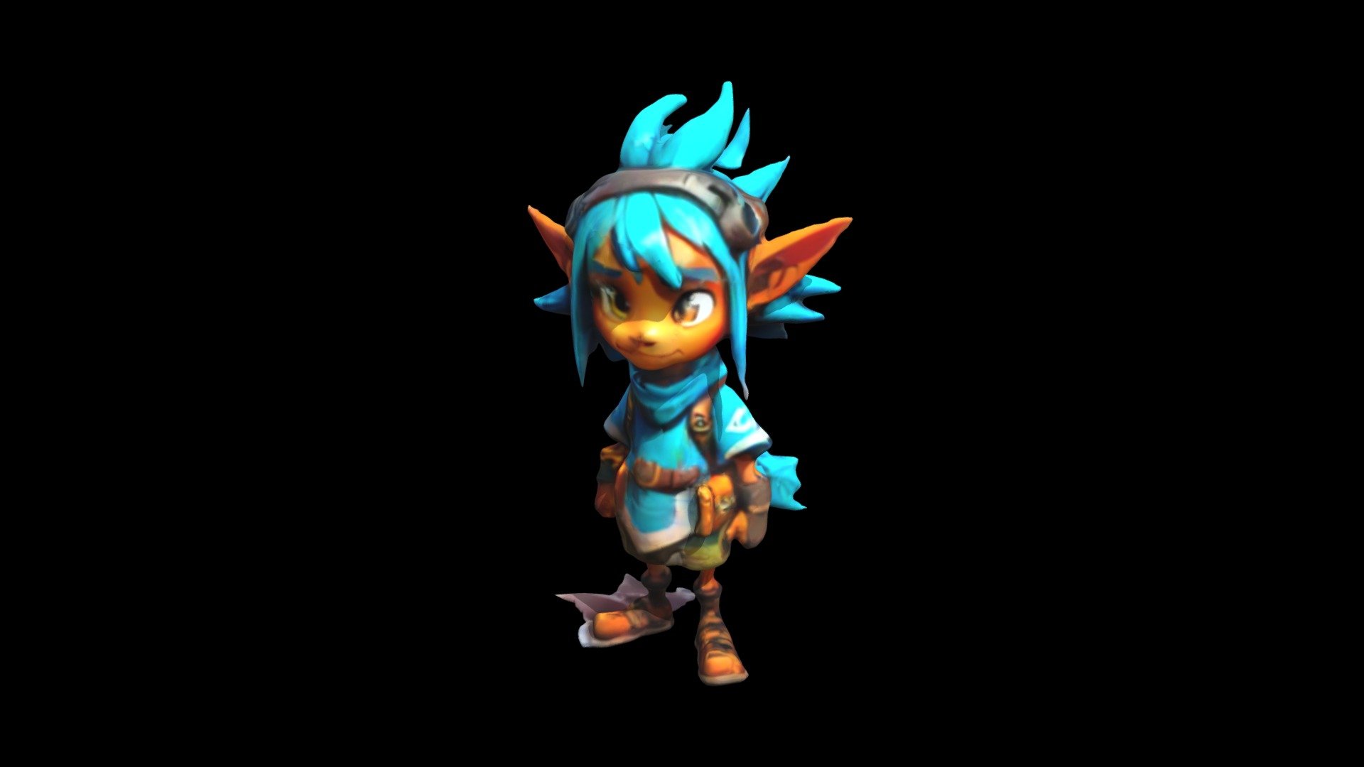 a cartoon character with blue hair and a back - Download Free 3D model ...