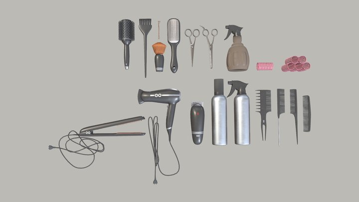 Hairdresser tools pack 3D Model
