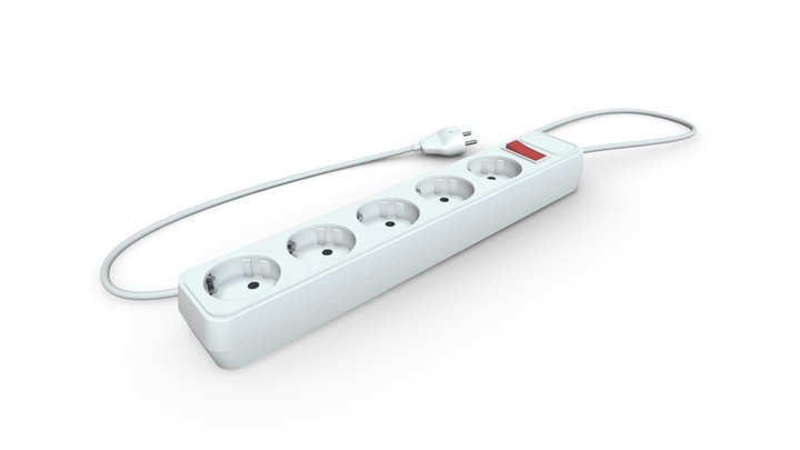 Power Strip 6 Outlet EU 3D Model