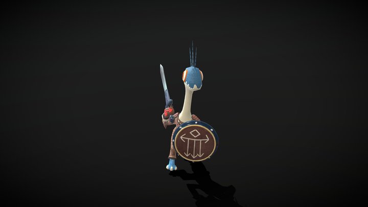 Medieval Reptile Soldier Walking With Sword 3D Model