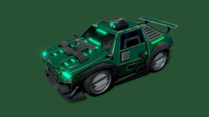 Green Bug Stylized Scifi Car Free 3D Model