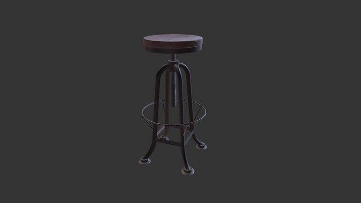 Rustic Bar Stool 3D Model