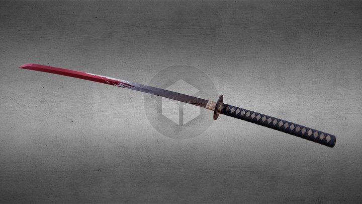 Blood Covered Katana 3D Model