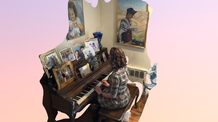 Girl Playing Piano 3D Model