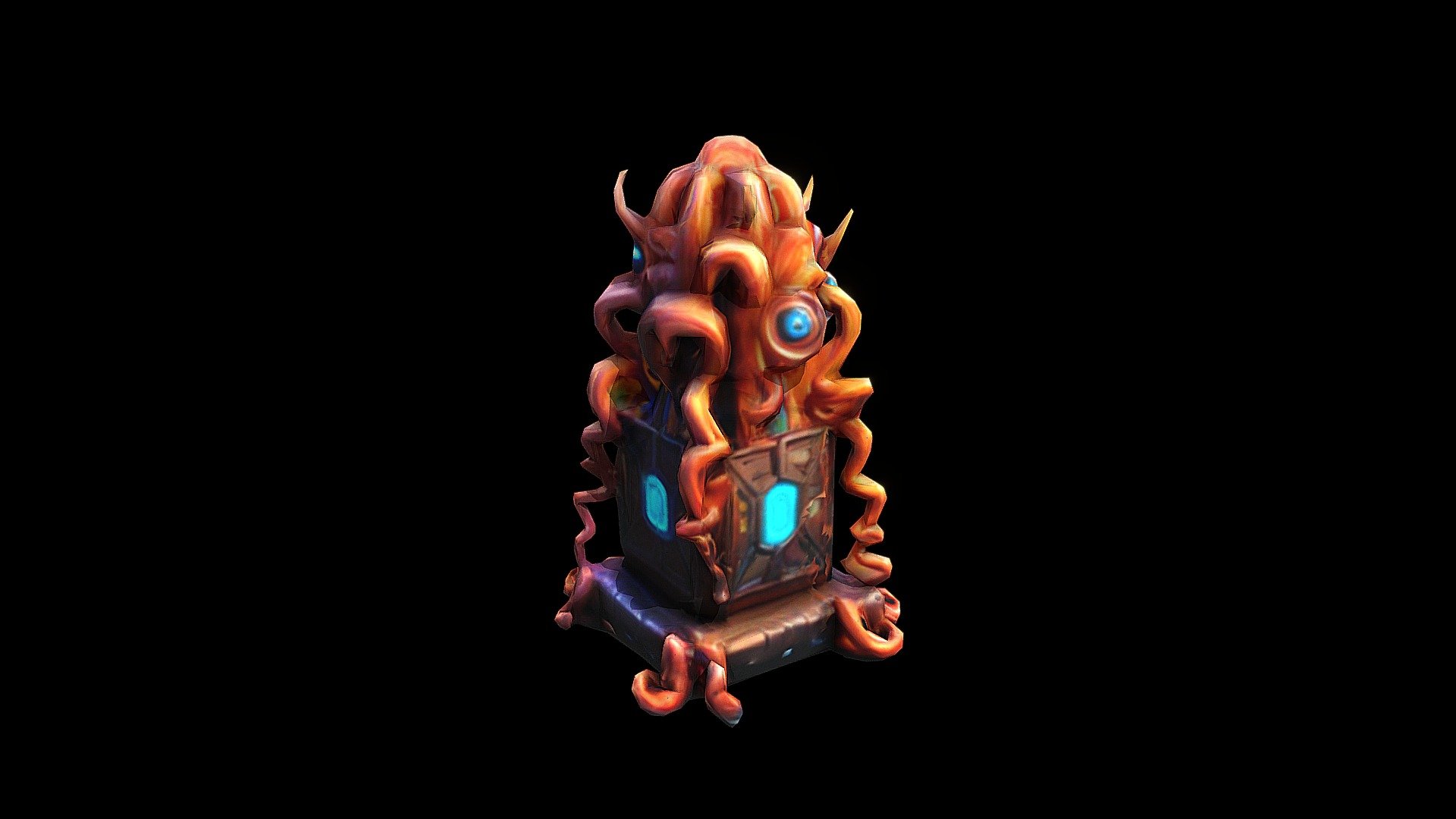 a 3d rendering of a cube with tentacles comin - Download Free 3D model ...