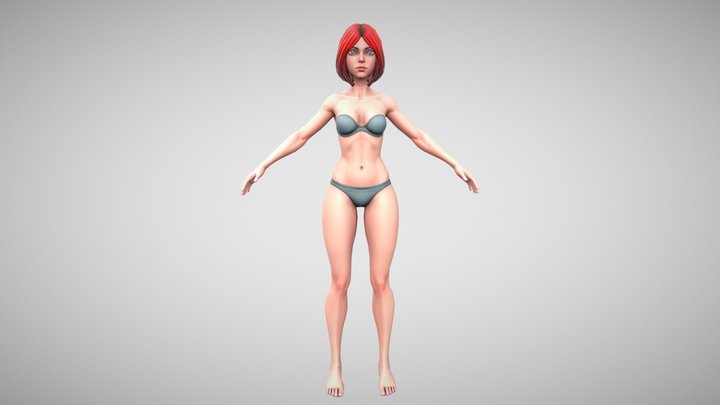Stylized Female Model - Base mesh - Game-ready 3D Model