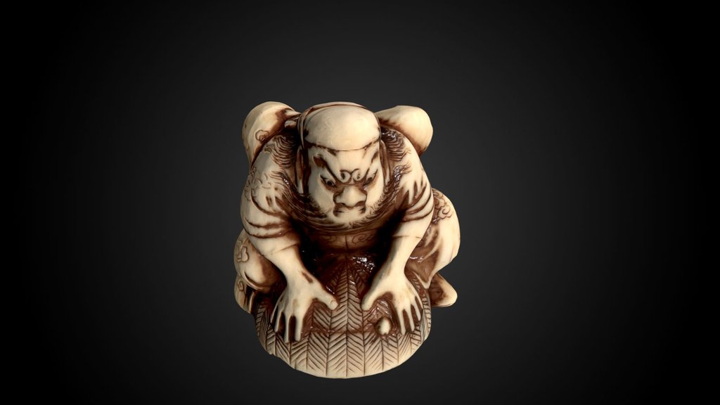 Netsuke - Shoki capturing an oni