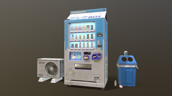 Milk Box Vending Machine 3D Model