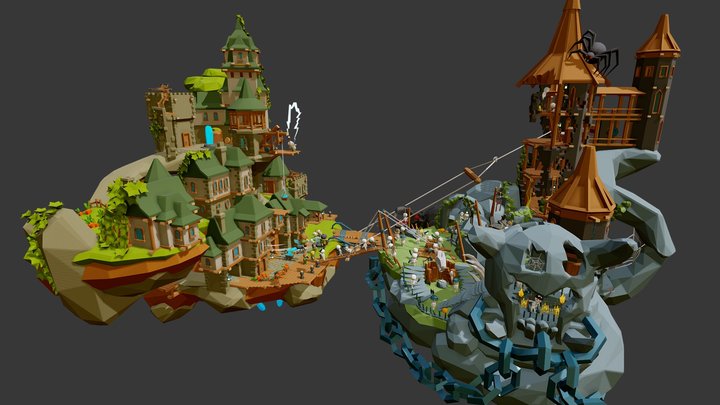 Flying world - Battle of the Trash god 3D Model