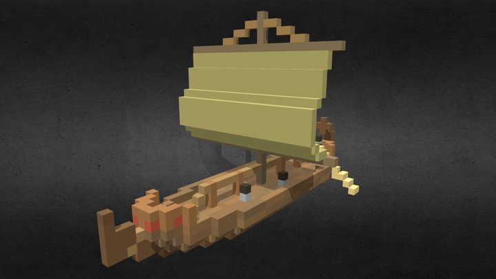 Voxel Ancient Egyptian Boat 3D Model