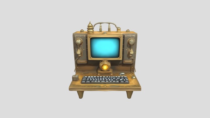 steampunk retro computer terminal