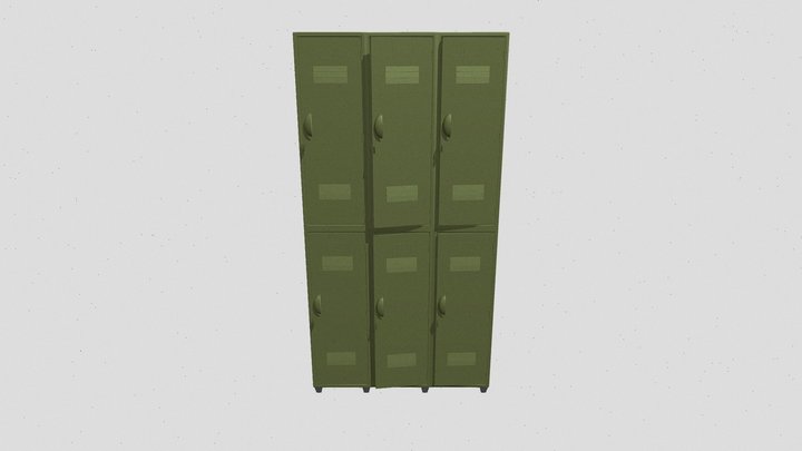 3-Locker Industrial Cabinet 3D Model