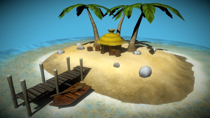 Low poly Tropical Island 3D Model
