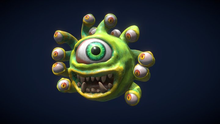 Cute Floating Monster Animated 3D Model