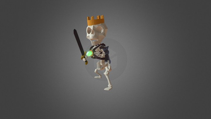 King Skeleton (Low Poly Character) 3D Model